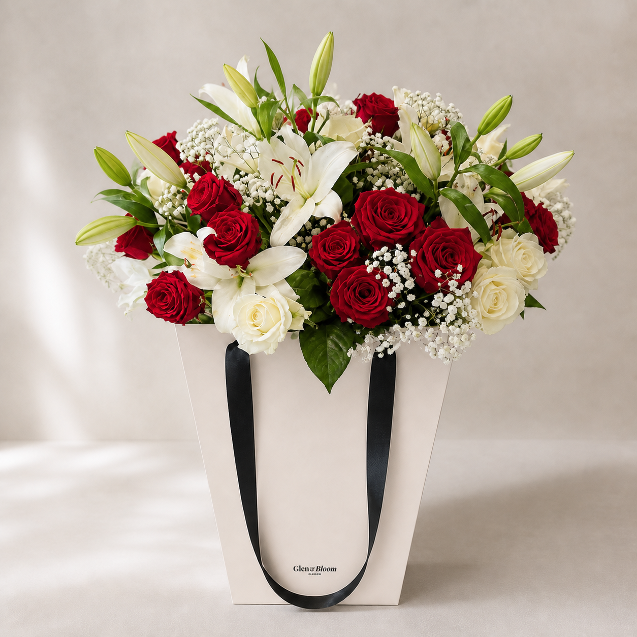 Bouquet in a Glen and Bloom flower presentation bag